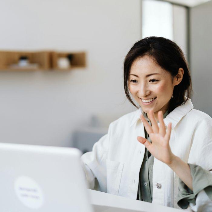 Person working in luxury office space