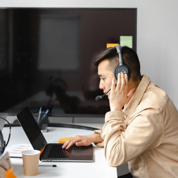 Person working in luxury office space